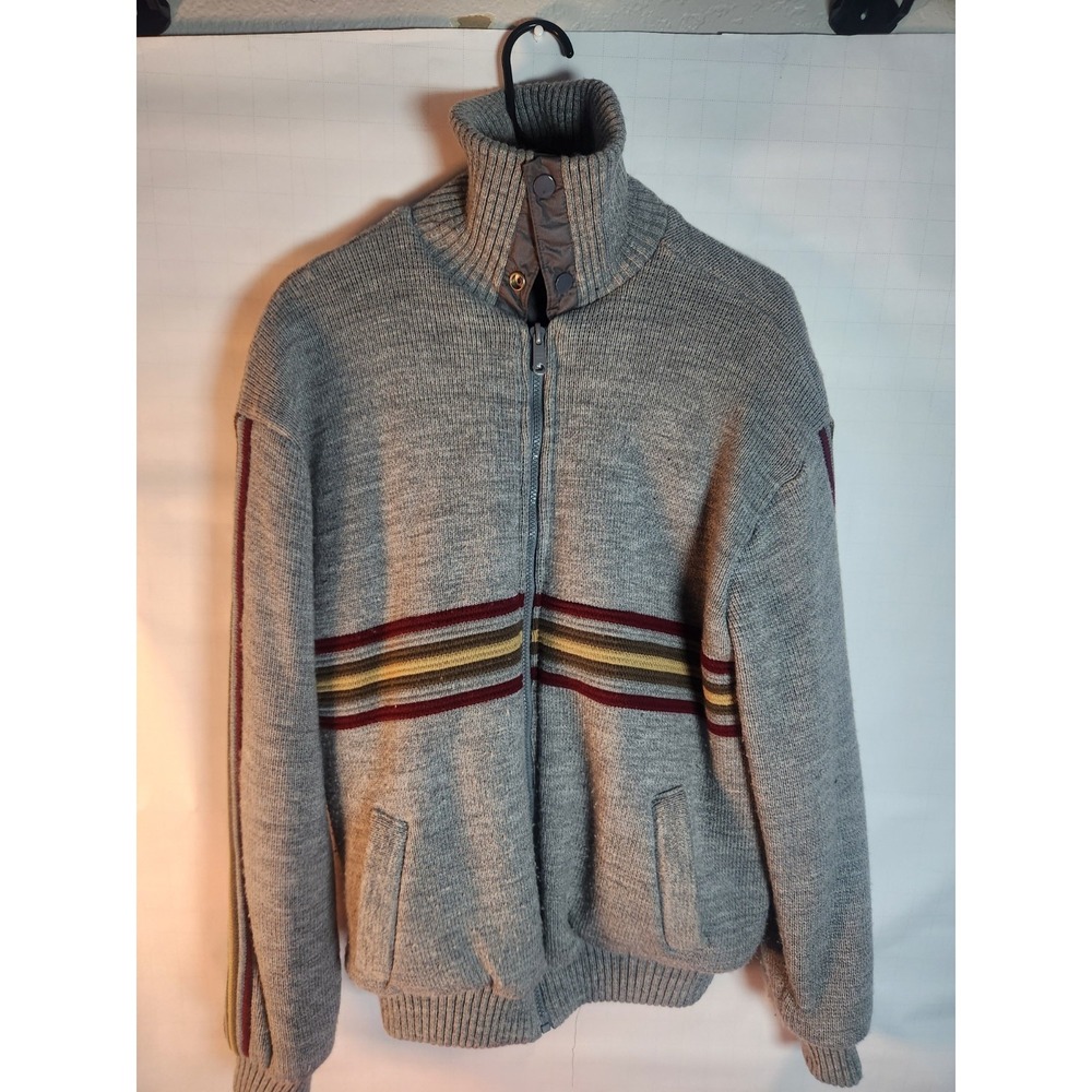 Sears Mens Outerwear Jacket Sweater Cafe Racer RARE Size Medium Gray